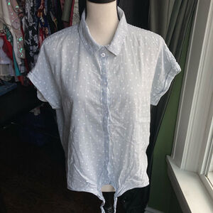 Women's JACHS NY Button Down Shirt Size L Blue Polka Dot